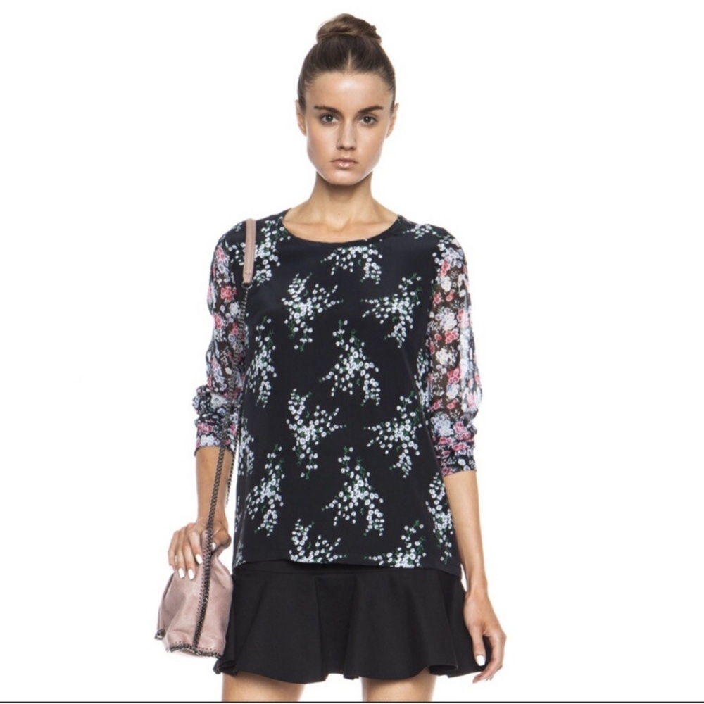 Equipment Black Liam Floral 100% Silk top size S